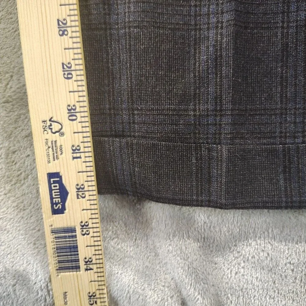 Jos A Bank Mens 40x32 Gray Blue Plaid Signature Wool Pleated Cuffed Dress Pants